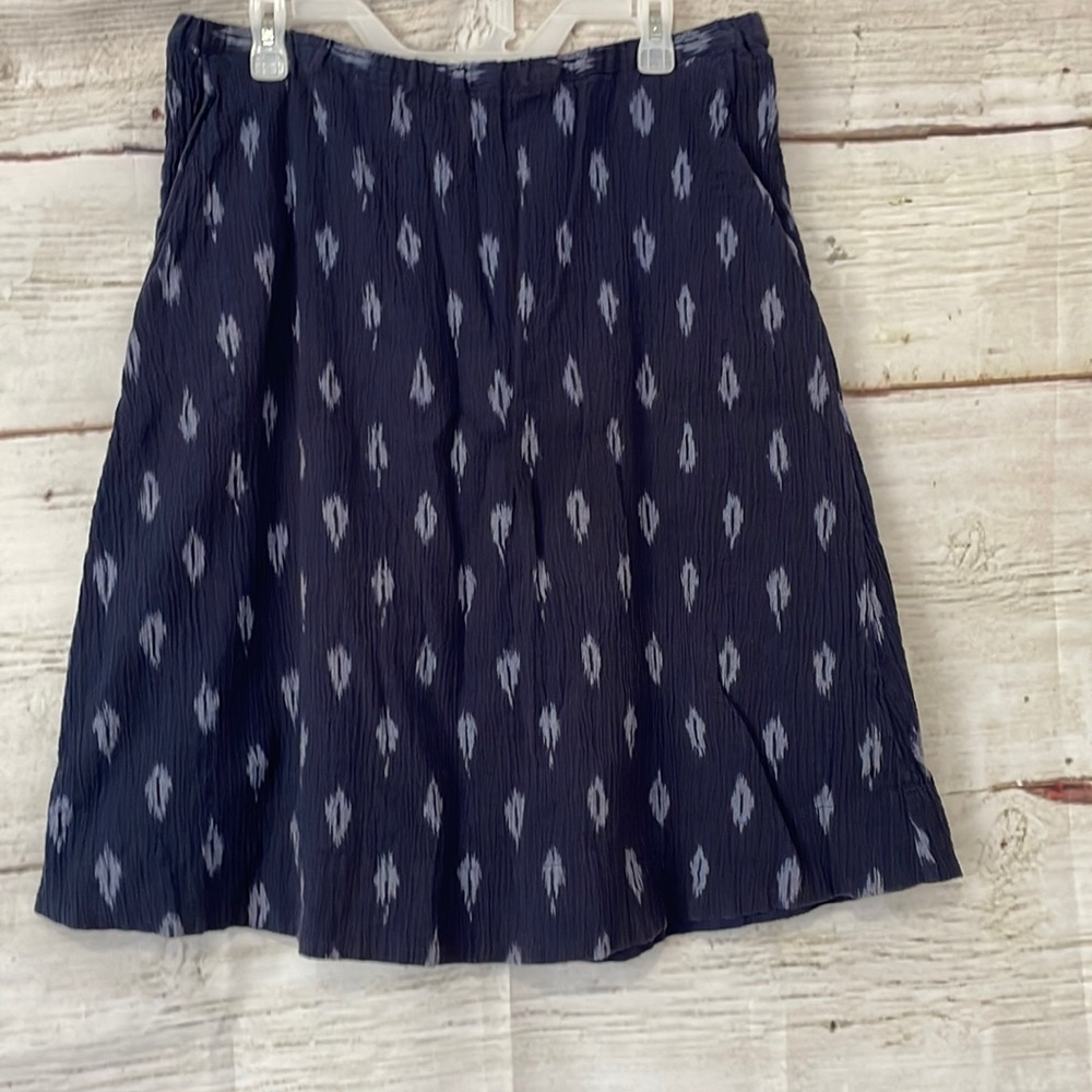 Eileen Fisher Blue Cotton Skirt Size Large Pockets